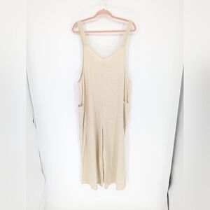 Hunter & Brown Linen Blend Wide Leg Jumpsuit Lagenlook Minimalist Size Medium